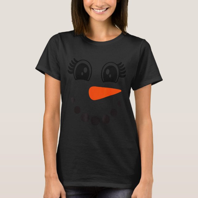 Camiseta Snowman Girl Face For Girls Christmas Winter  (Anverso)