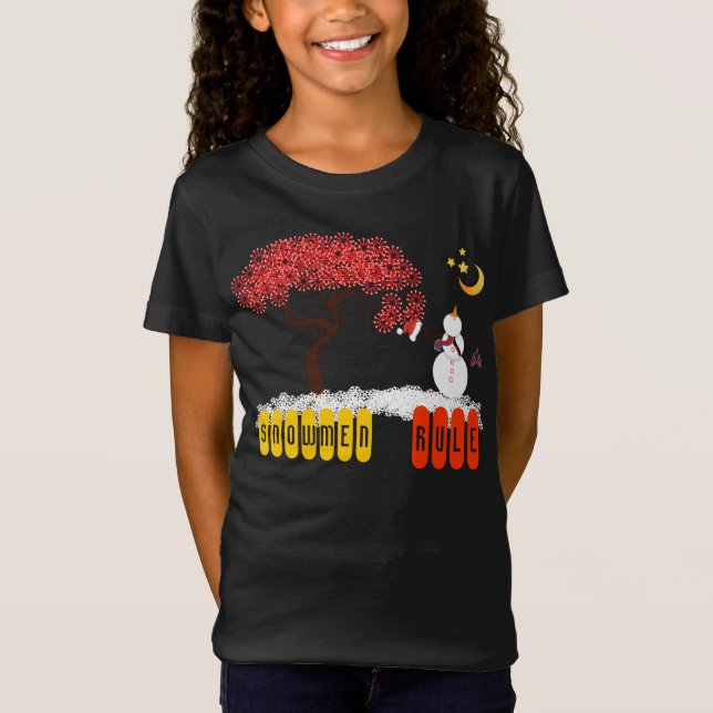 Camiseta Snowman gobierna a Snowman mirando hacia la luna (Anverso)