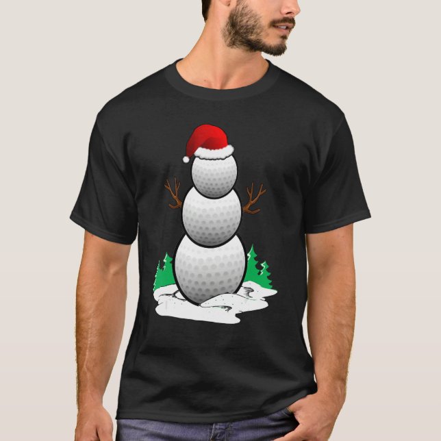 Camiseta Snowman Golf Ball Santa Hat Christmas Pajama Xmas (Anverso)