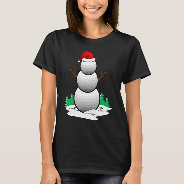 Camiseta Snowman Golf Ball Santa Hat Christmas Pajama Xmas (Anverso)