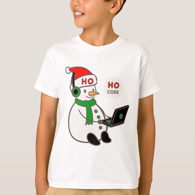Camiseta Snowman Hacker Ho Ho Code Christmas Tee (Anverso)