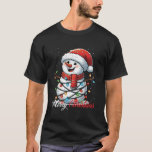 Camiseta Snowman Merry Christmas Ilumina la nieve de Santa<br><div class="desc">Snowman Merry Christmas Ilumina la nieve de Santa Hat</div>