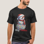 Camiseta Snowman Merry Christmas Ilumina la nieve de Santa<br><div class="desc">Snowman Merry Christmas Ilumina la nieve de Santa Hat</div>