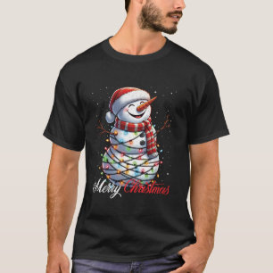 Camiseta Snowman Merry Christmas Ilumina la nieve de Santa 