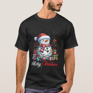 Camiseta Snowman Merry Christmas Ilumina la nieve de Santa 