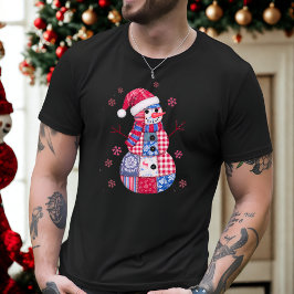 Camiseta Snowman, Navidades de patchwork con copos de nieve