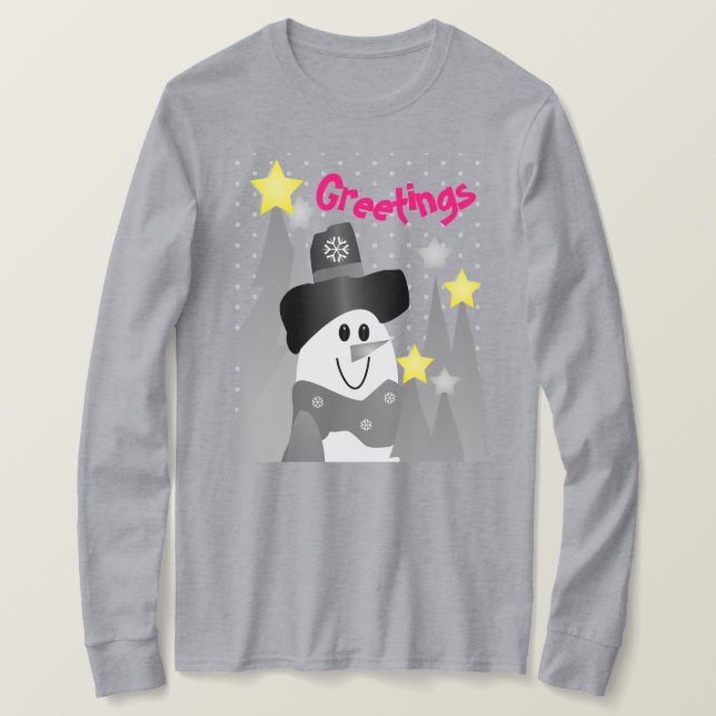 Camiseta Snowman negro y blanco (Anverso del diseño)