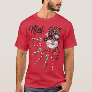 Camiseta Snowman Nini Candy Cane Red Plaid Christmas Gifts 