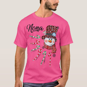 Camiseta Snowman Nona Candy Cane Red Plaid Christmas Gifts 