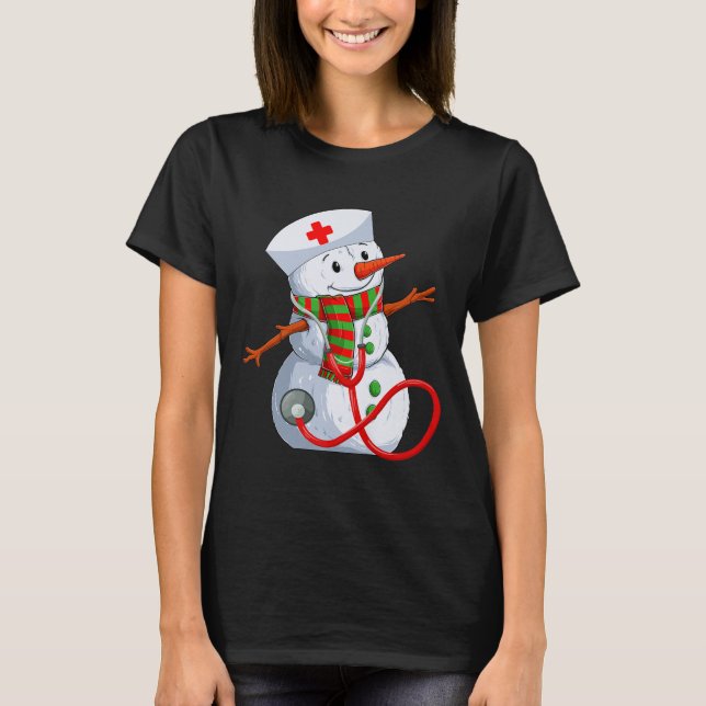 Camiseta Snowman Nurse Christmas Stethoscope Nursing Scrub  (Anverso)