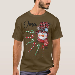 Camiseta Snowman Oma Candy Cane Red Plaid Navidades Regalos
