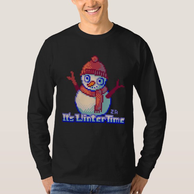 Camiseta Snowman, Pixel Art (Anverso)