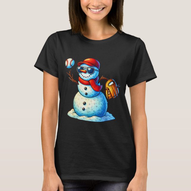 Camiseta Snowman Playing Baseball As Tcher Boys Teens Chris (Anverso)