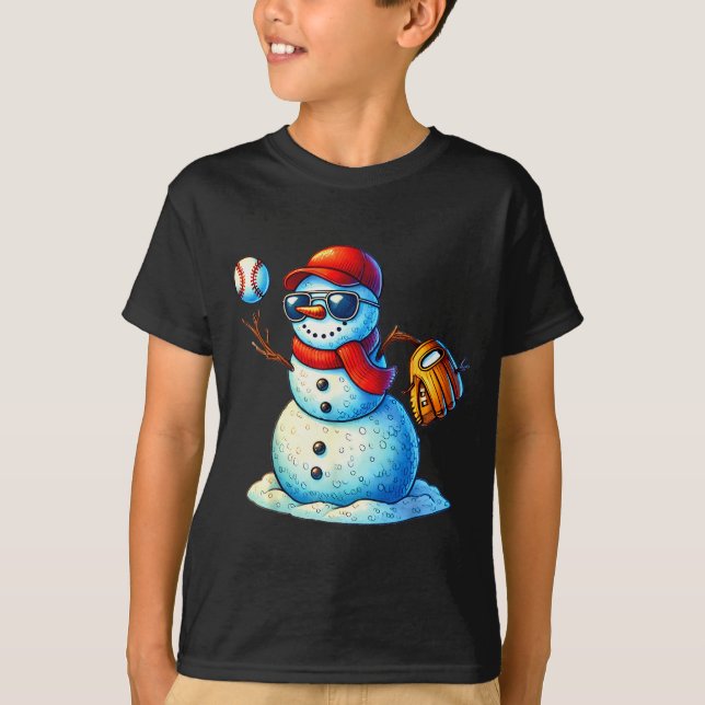 Camiseta Snowman Playing Baseball As Tcher Boys Teens Chris (Anverso)