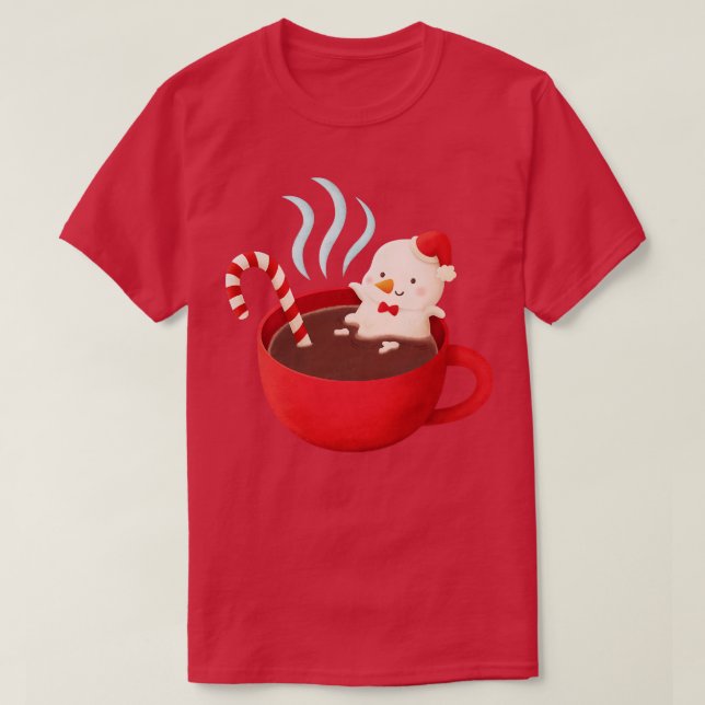 Camiseta Snowman se derrite en chocolate caliente (Diseño del anverso)