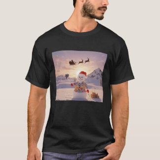 Camiseta snowman Selfie with Santa Funny Christmas for Men