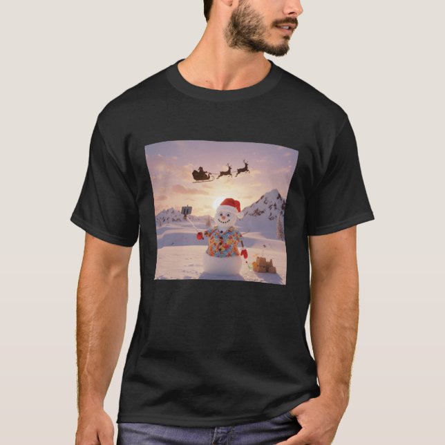 Camiseta snowman Selfie with Santa Funny Christmas for Men (Anverso)