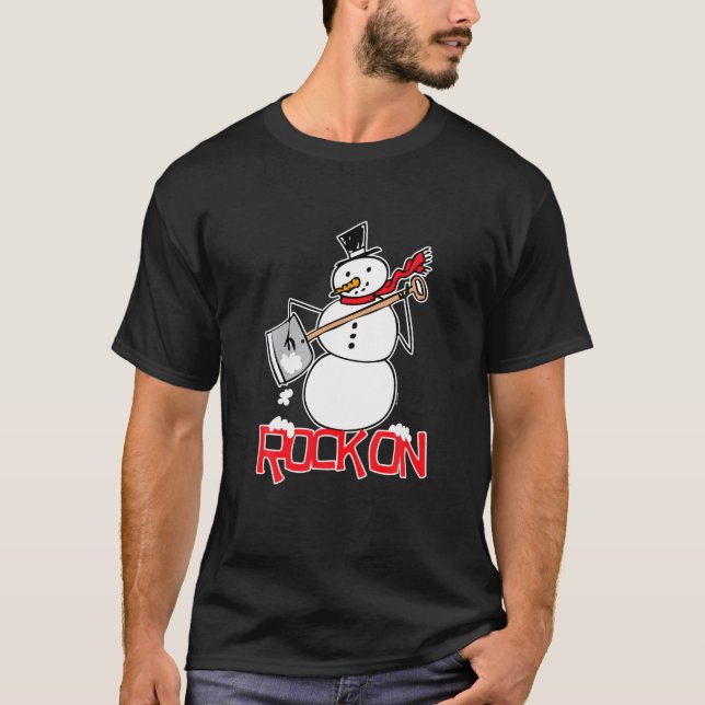 Camiseta Snowman Shovel Nieve Funny Rock En La Guitarra Aér (Anverso)