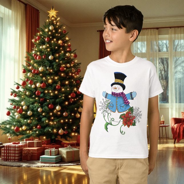 Camiseta Snowman Snowflakes Poinsettia (Subido por el creador)