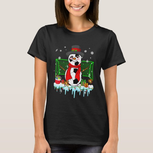 Camiseta Snowman Soccer Balls Christmas Soccer Player  Fami (Anverso)