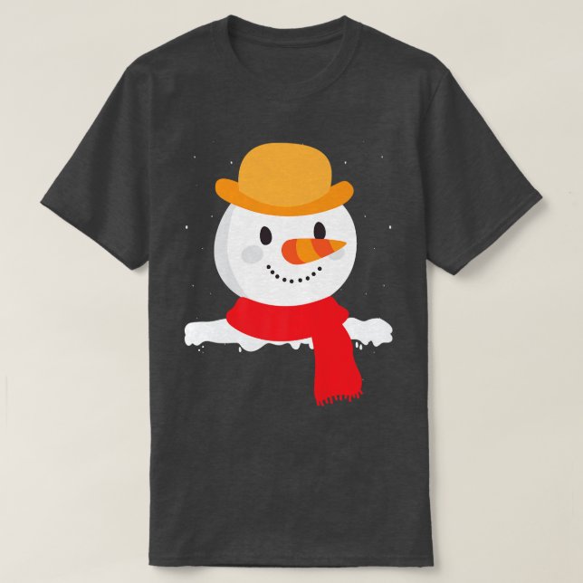 Camiseta Snowman sonriente cara garrapata nariz graciosa ho (Diseño del anverso)