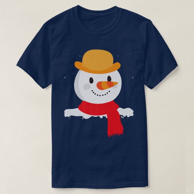 Camiseta Snowman sonriente cara garrapata nariz graciosa ho (Diseño del anverso)