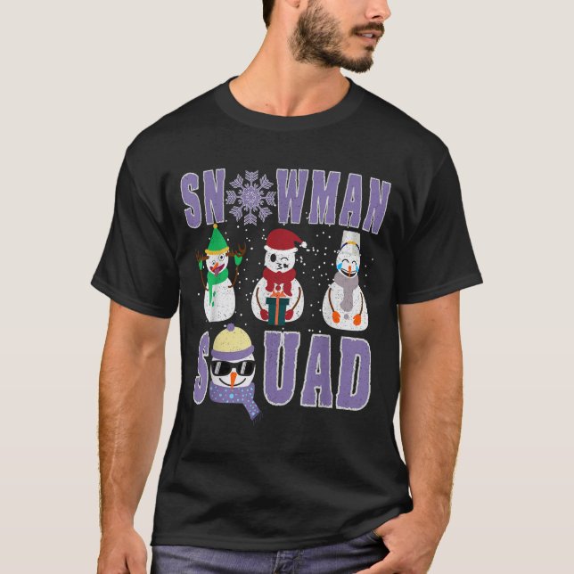 Camiseta Snowman Squad Funny Family Matching, Teacher And S (Anverso)