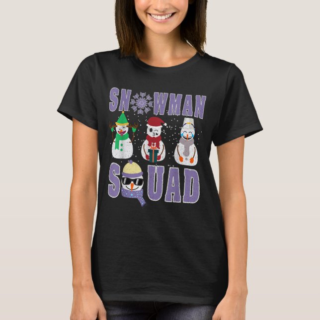 Camiseta Snowman Squad Funny Family Matching, Teacher And S (Anverso)
