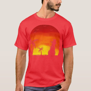 Camiseta Snowman Sundown Under Palm Trees Beach Navidades I