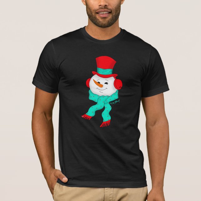 Camiseta Snowman Tunes Christmas Dark T-Shirt (Anverso)
