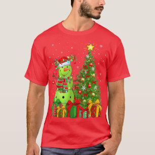Camiseta Snowman, un jugador de bolas de nieve, un árbol de