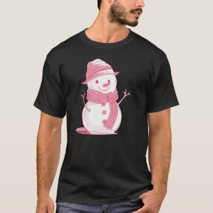 Camiseta Snowman, un Navidad rosado helado