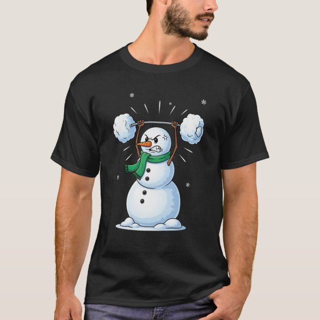 Camiseta Snowman Weightlifting Christmas Gym Lover (Anverso)