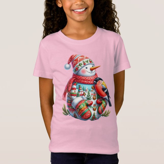 Camiseta Snowman with Bird, Christmas, Author Natasha Us   (Anverso)