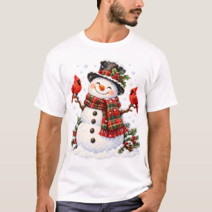 Camiseta Snowman with Cardinals Christmas T-Shirt