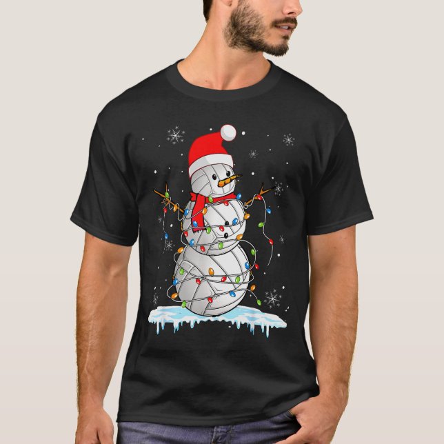Camiseta Snowmies Santa Lights Christmas Snowman Volleyball (Anverso)