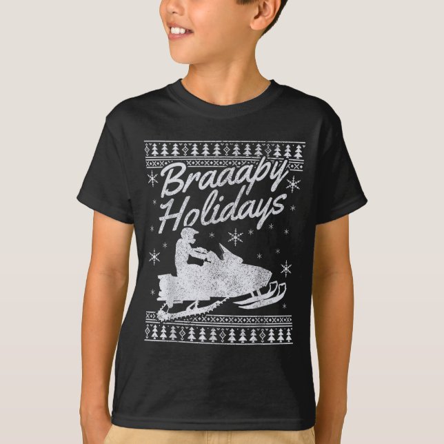 Camiseta Snowmobile Braapy Holidays Funny Braap Ugly Christ (Anverso)