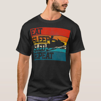 Camiseta Snowmobile Eat Sleep Sled Repeat Funny Vintage Gif