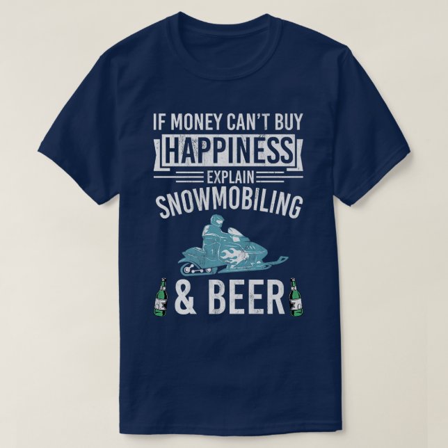 Camiseta Snowmobile Funny Beer Sled Lover Snowmobling  (Diseño del anverso)