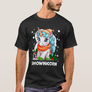 Camiseta Snownicorn Unicornio Lindo Muñeco de Nieve Navidad