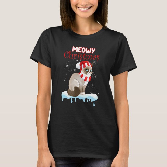 Camiseta Snowshoe Cat Christmas Meowey Xmas Presents (Anverso)