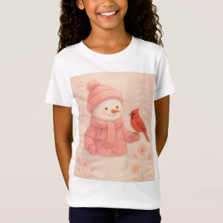 Camiseta Snowwoman with Red Bird
