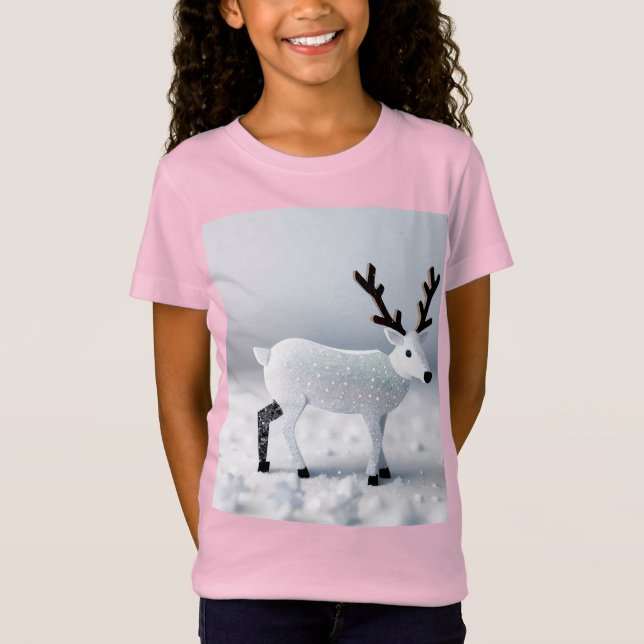 Camiseta Snowy Night Scene Comes Alive with Deer (Anverso)