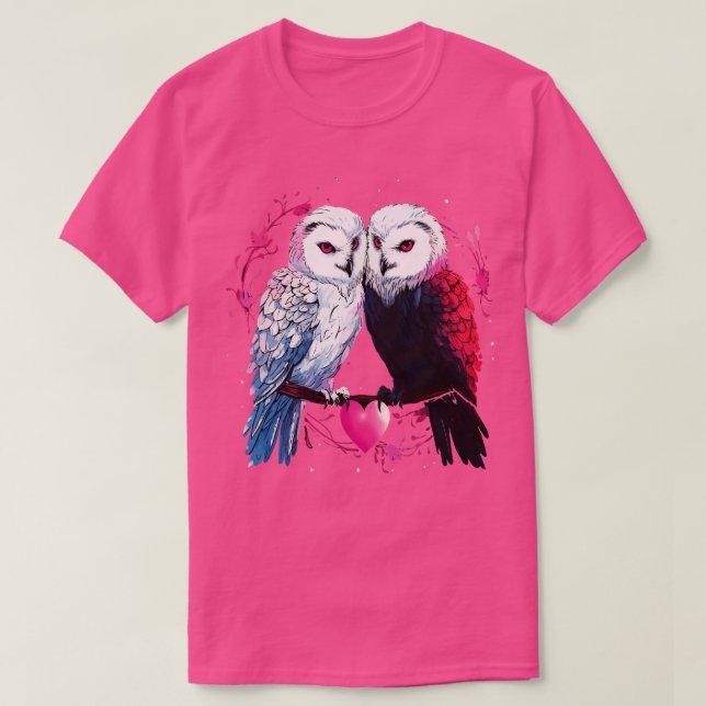 Camiseta Snowy Owl Couple Valentine (Diseño del anverso)