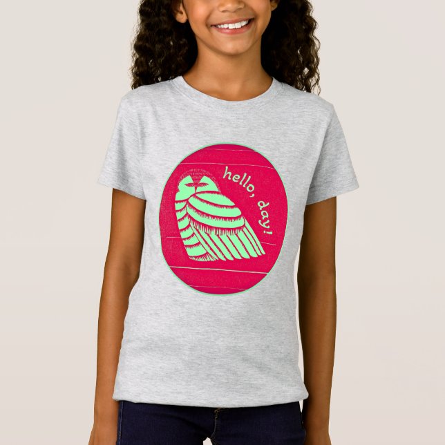 Camiseta Snowy Owl dice "Día del Hola" (Anverso)