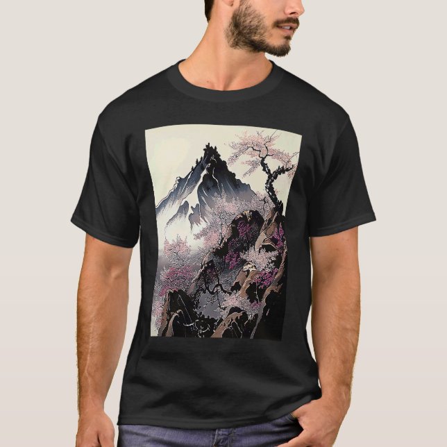 Camiseta snowy peak mountain Cherry Blossom Awesome Japan (Anverso)