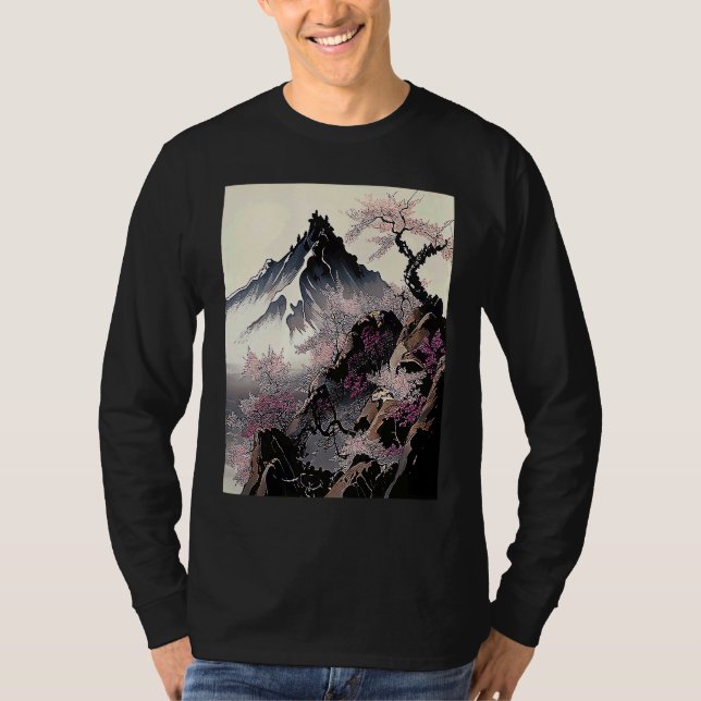 Camiseta snowy peak mountain Cherry Blossom Awesome Japan (Anverso)