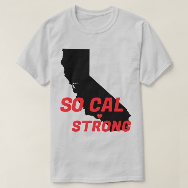 Camiseta SO CAL FUERTE Red Blk CA Sólido Corazón (Diseño del anverso)