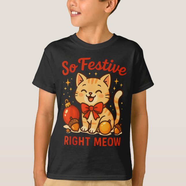 Camiseta So Festive Right Meow Kawaii Cat Christmas Santa H (Anverso)