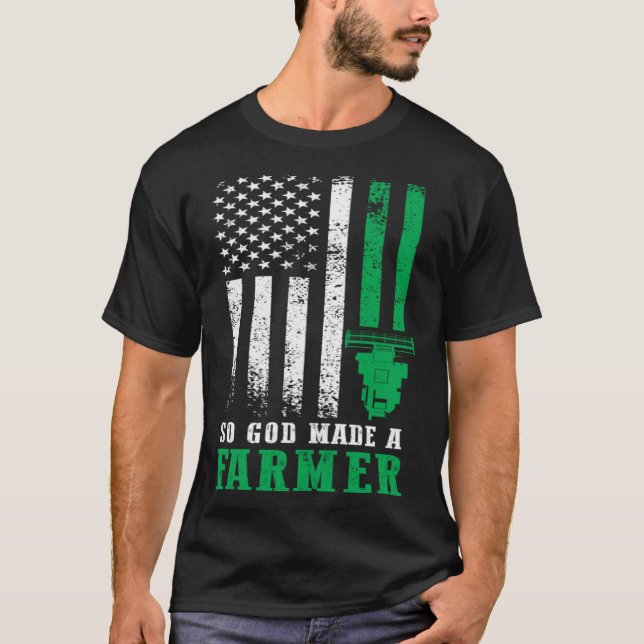 Camiseta So God Made A Farmer American Flag Farming Farm (Anverso)